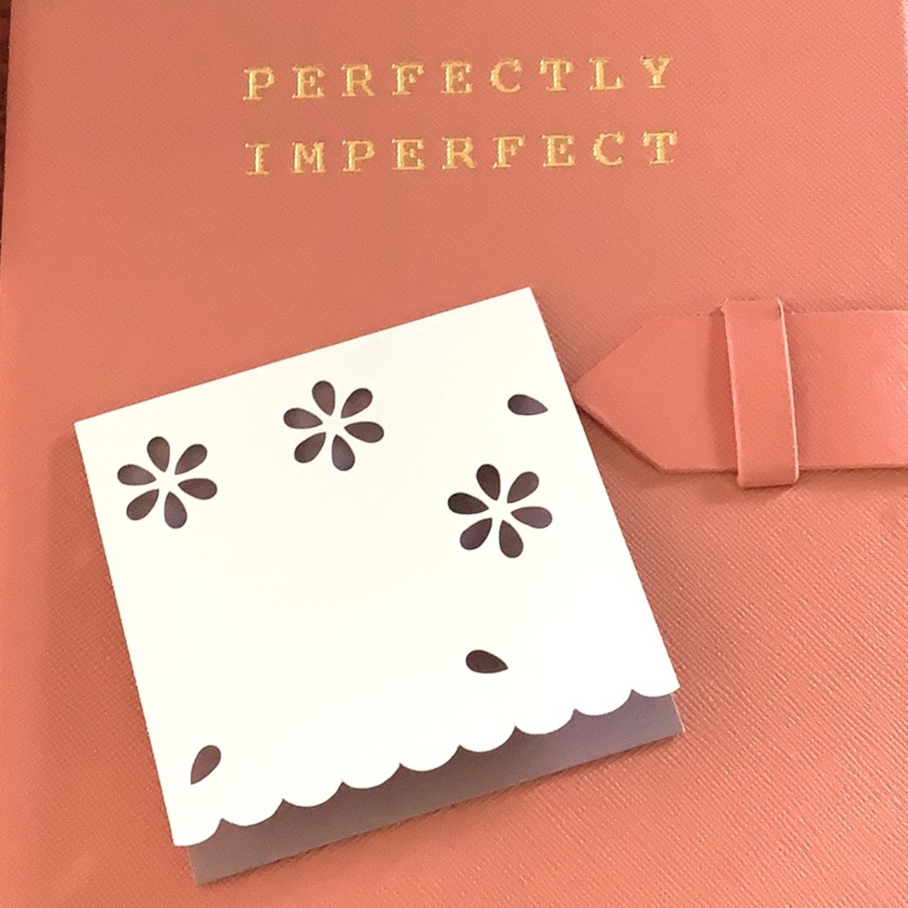 12 mini notecards. Tri fold. Die cut and purple page. Envelopes included